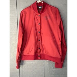Kids Nike Red Snap Button Bomber Jacket Size L